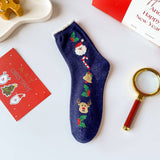 SANTA CLAUS ELK PATTERN CREW SOCKS FOR CHRISTMAS_CWMS0904