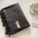 COLORBLOCK TASSEL SCARF THICK WRAP FOR STUDENTS_CWASC2281