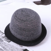 Women Retro Warm Curling Felt Hat Bucket Hat_Cwah0610
