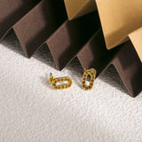 OVAL DIAMOND TITANIUM STEEL EARRINGS_CWMM3669