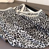 Leopard Herringbone Color Block Silk Scarf_Cwasc03315