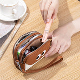 CUTE MINI LEATHER WRISTLET TRIPLE ZIPPER POUCH_CUAB00380