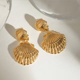 LUXURY STAINLESS STEEL OCEAN SHELL EARRINGS_CWASC1663