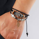 CREATIVE BEADED CROSS LEATHER BRACELET_CWMM4516