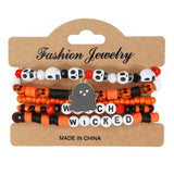Halloween Pumpkin Ghost Beaded Bracelet_Cwaje05718
