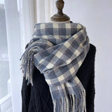 PLAID TASSEL SCARF FOR WOMEN RETRO WINTER WARMTH_CWASC1454