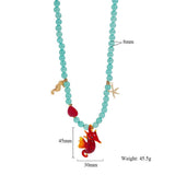 COLORFUL GEM SEAHORSE STARFISH PENDANT NECKLACE_CWMM7530