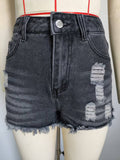 Washed Distressed Denim Shorts For Baddie Look