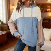 Twisted Striped Color-Blocked Hooded Sweatshirt