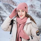 NEW KNITTED HAT SCARF AND GLOVES THREE PIECE SET_CWMM2777