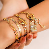 SNAKE BONE CHAIN VINTAGE KEY BRACELET NECKLACE_CWAJE1148