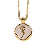 STAINLESS STEEL VINTAGE ROSE PENDANT NECKLACE_CWMM3840