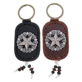 Vintage Five-Pointed Star Leather Car Keychain_Cwmm5024