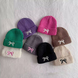 PERSONALIZED BOW CHILDRENS WARM KNITTED HAT_CWAH2927