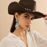 COWBOY STYLE HAT PENDANT EARRINGS_CWAJE1135