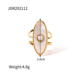 GOLD STAINLESS STEEL INLAID NATURAL STONE RINGS_CWAJE0611