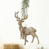 CHAMPAGNE GLITTER DEER CHRISTMAS TREE HANGING_CWMM9760