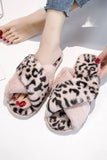 LEOPARD PATTERN CROSS FLUFFY HOME BEDROOM SLIPPERS_CWSHS0228