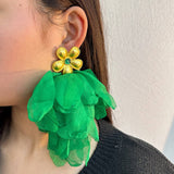 HANDMADE FLORAL TASSEL EARRINGS STATEMENT DROP_CWMM6164