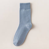Women Blue Striped Plaid Socks_Cwms0667