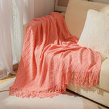 KNITTED TASSEL THIN BLANKET SOFA BLANKET_CWMM0183