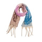 PAISLEY JACQUARD SCARF THICK FRINGE WINTER SHAWL_CWASC0857