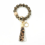 LEOPARD PRINT SILICONE BEAD BRACELET KEYCHAIN_CWMM6874
