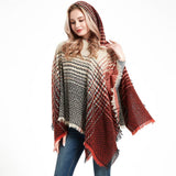NEW HERRINGBONE GRADIENT HOODED CAPE SHAWL_CWASC1203