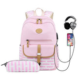 CANVAS BACKPACKS FOR SCHOOL 2PCS USB SET_CWAB5494