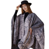RETRO GRAFFITI WARM SHAWL CAPE PONCHO THICK SCARF_CWASC2224