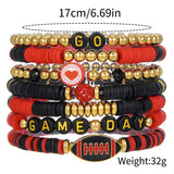 FOOTBALL HANDMADE SOFT CLAY LETTER BRACELET SET_CWMM3534