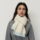 Twist Knit Wool Blend Scarf Cozy Two-Tone Wrap_Cwasc1283