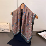 Elegant Plaid Satin Square Neck Scarf Wrap_Cwasc03320