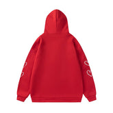 Spider Web Heart Zipper Fleece Hooded Cardigan