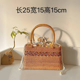 HANDMADE RATTAN BASKET SHELL STORAGE HANDBAG_CWMM4549