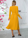 V-Neck Fashion,Slimming Elegant Pleated Dress