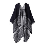 DOUBLE SIDED PLAID FAUX CASHMERE SHAWL CAPE_CWASC2138