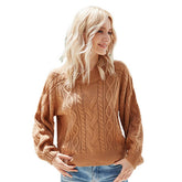 Solid Color Twisted Long-Sleeved Pullover Sweater