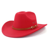 Western Cowboy Hat Felt Wide Brim With Belt Decor_Cwah1772