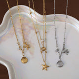 STAINLESS STEEL OCEAN STYLE SHELL PEARL NECKLACE_CWMM3918