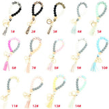 SILICONE WOOD BEAD BRACELET WITH LEATHER KEYCHAIN_CWMM7009