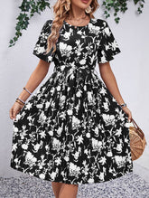 Summer Crew-Neck Short-Sleeved Printed Dress