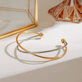 18K GOLD SILVER TWO TONE CROSS OPEN CUFF_CWAJE4638