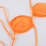 ASYMMETRIC SOLID COLOR STRAPPY BIKINI SWIMSUIT_CWMW0263