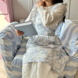 BLUE INK FISHTAIL COTTON RUFFLE APRON_CWMM5794