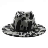 FASHION COW PATTERN WOOLEN HAT JAZZ HAT FELT HAT_CWAH2569
