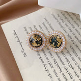 S925 Silver Needle Pearl Stud Geometric Earrings