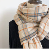PLAID FAUX CASHMERE SCARF COZY FRINGE WINTER WRAP_CWASC1459