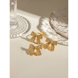 RETRO HIGH END BOW EARRINGS AND RING SET_CWAJE1887
