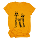 Womens Giraffe Print Casual Summer T-Shirt
